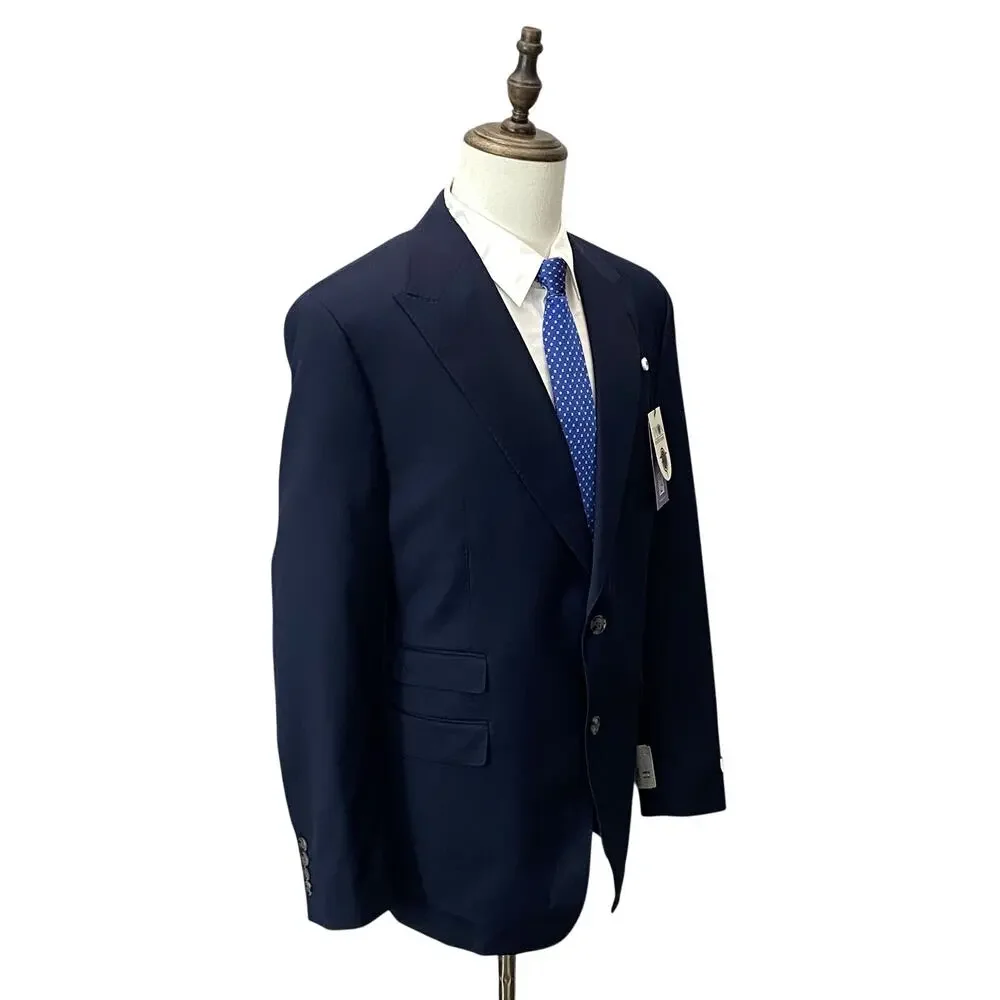 Tayion Suit Jacket Men's 44 Regular Acountour Peak Lapel Navy Blue NWT